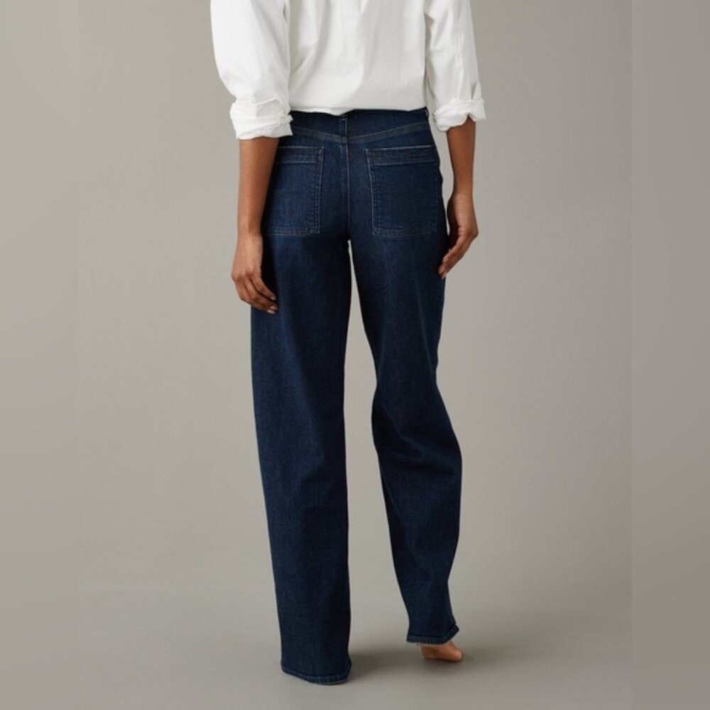 American Eagle Super High Rise Baggy Wide Leg Blue Jeans Size 12 - Picture 3 of 13